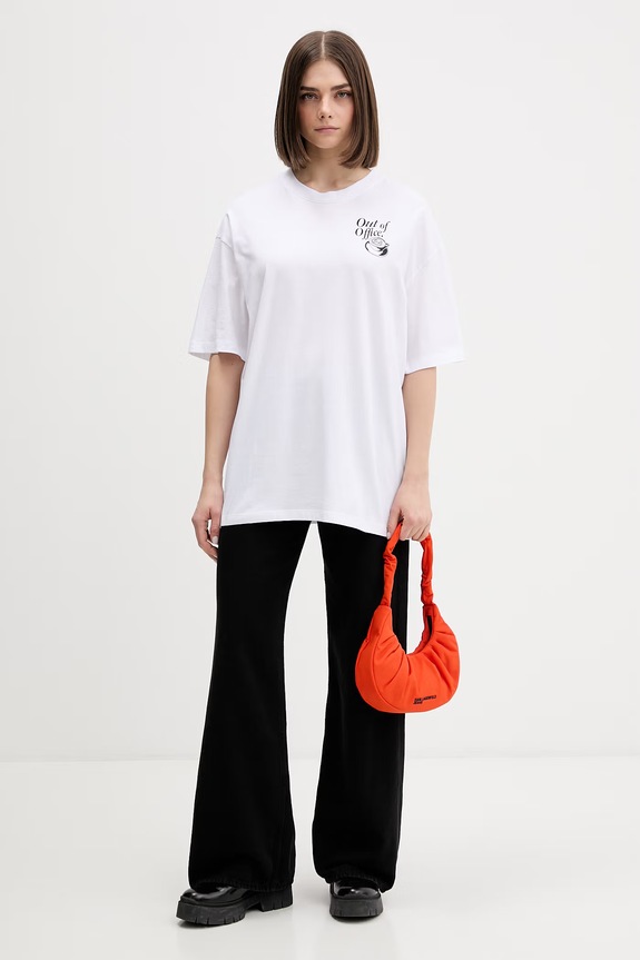 HUGO Blue t-shirt damski bawełniany Oversized_Tee_B 50560772 biały SS26