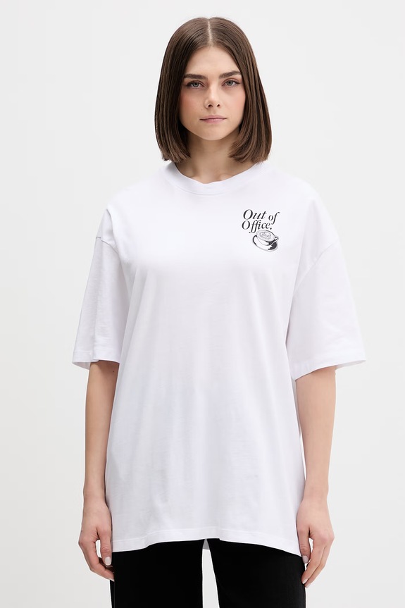 Odzież HUGO Blue t-shirt damski bawełniany Oversized_Tee_B 50560772 biały
