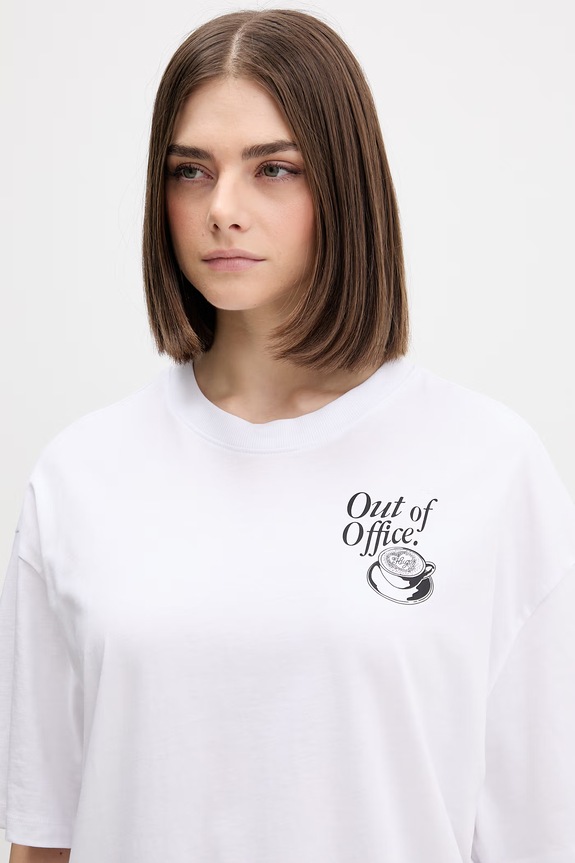 HUGO Blue t-shirt damski bawełniany Oversized_Tee_B biały 50560772