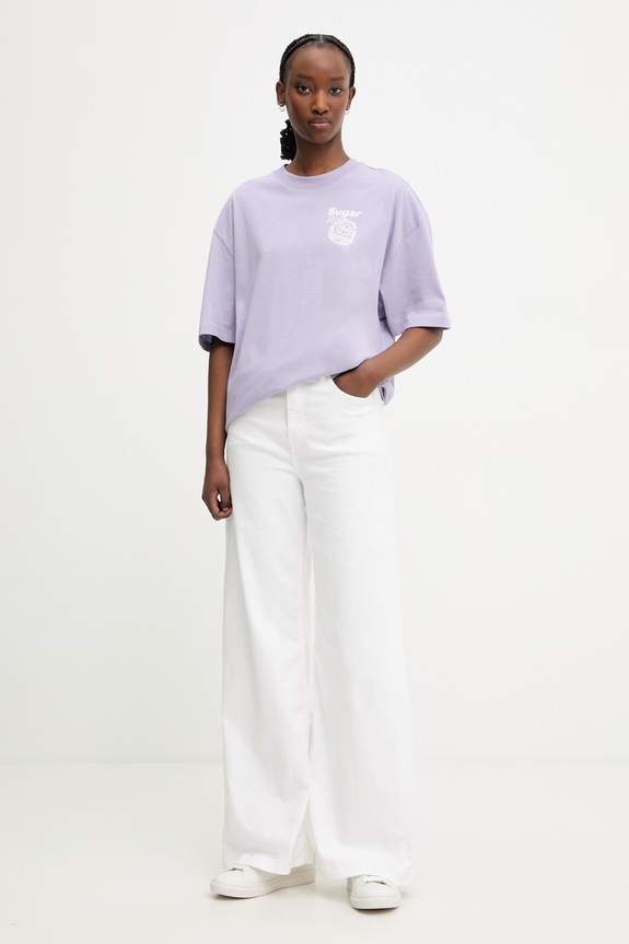 HUGO Blue t-shirt damski bawełniany Oversized_Tee_B 50560772 fioletowy SS26