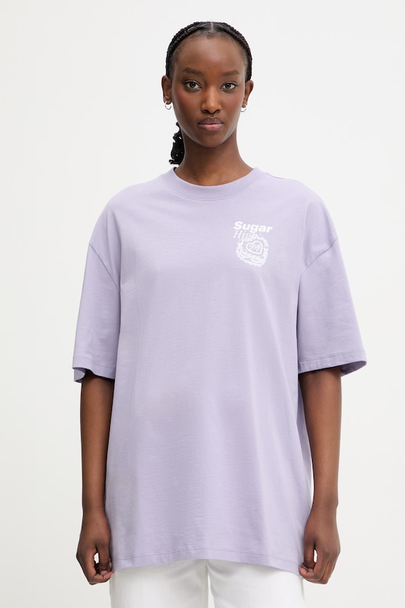 Odzież HUGO Blue t-shirt damski bawełniany Oversized_Tee_B 50560772 fioletowy