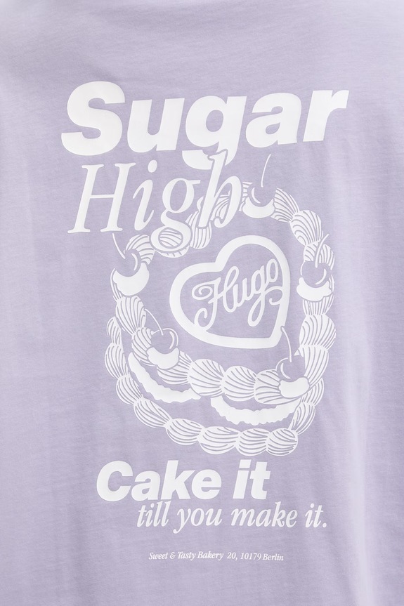 HUGO Blue t-shirt damski bawełniany Oversized_Tee_B 50560772 fioletowy