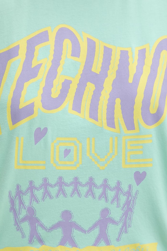 HUGO Blue T-shirt damski bawełniany Oversized_Tee_B 50560784 turkusowy