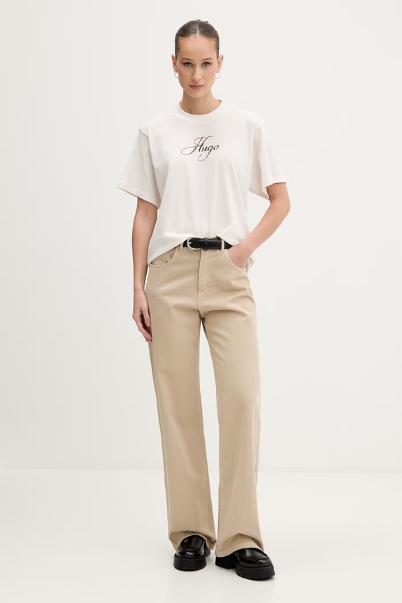 HUGO t-shirt damski Vintage Tee_23 50560566 beżowy SS26