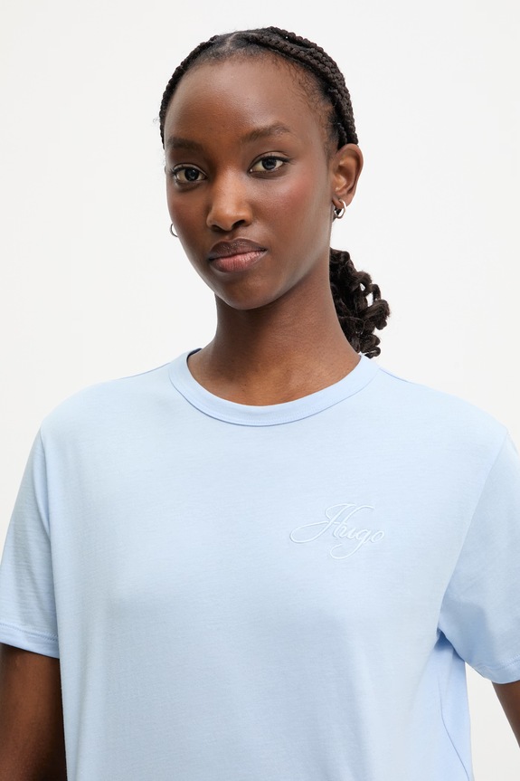 HUGO t-shirt basic damski bawełniany Damacia_7 niebieski 50561233