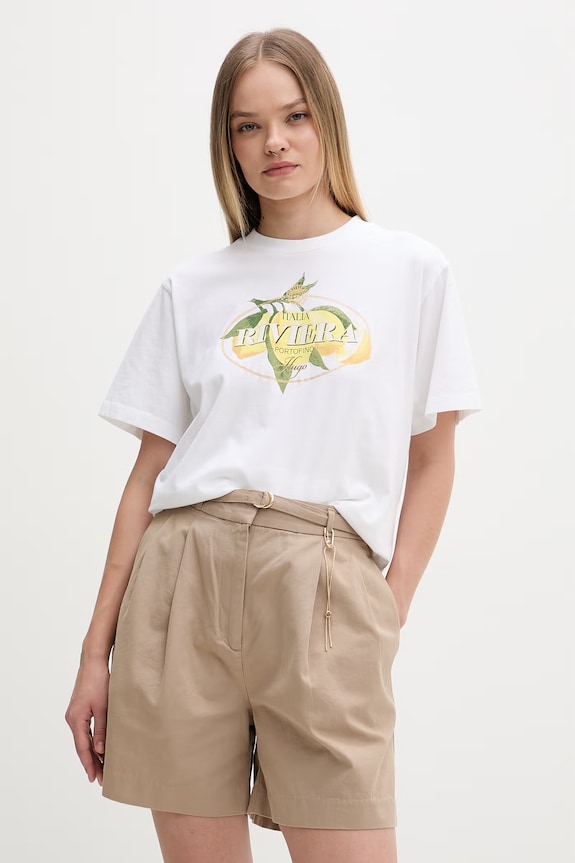 HUGO T-shirt damski bawełniany Vintage Tee_24 biały 50561264