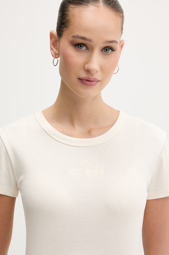 HUGO crop top damski beżowy 50568725