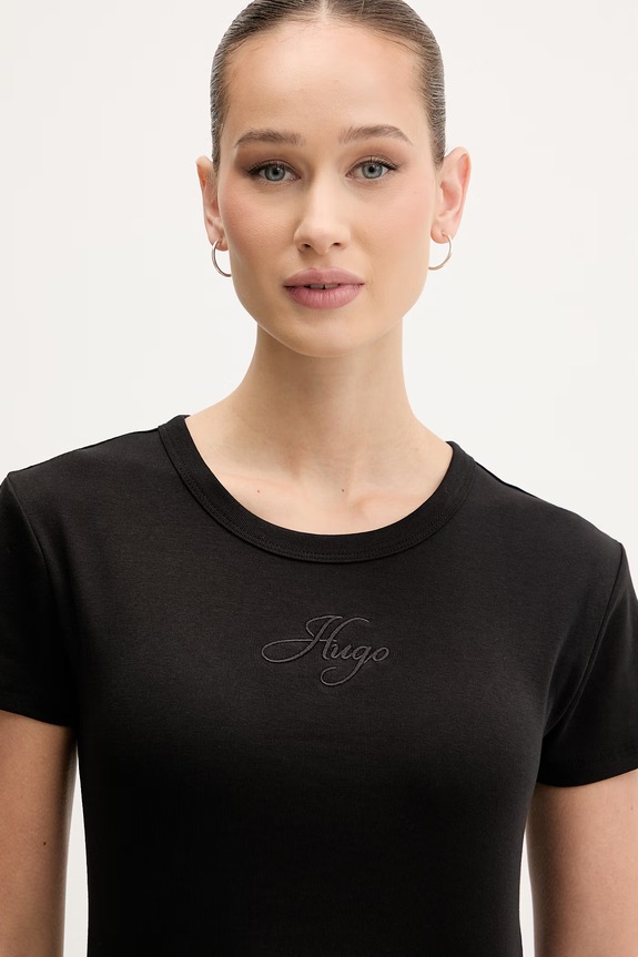 HUGO crop top damski czarny 50568725