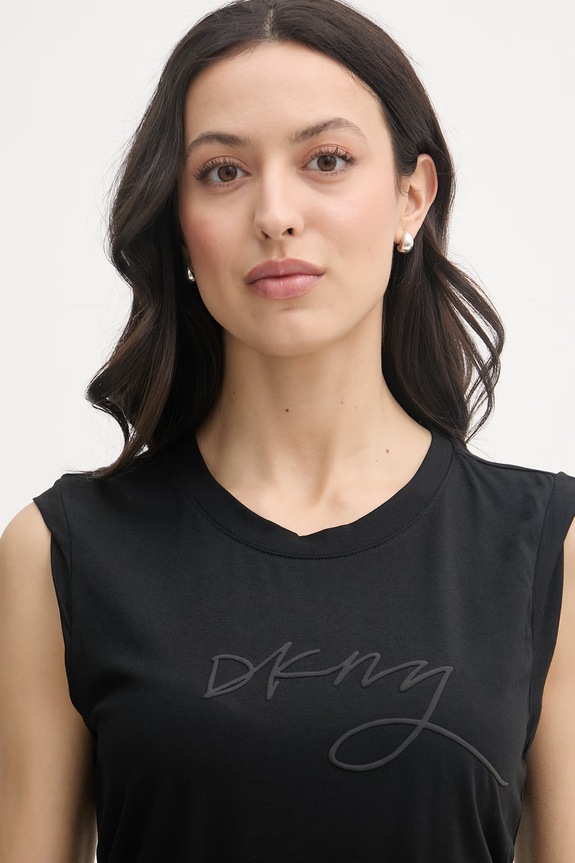 DKNY top damski z bawełną czarny P6BH0ENY