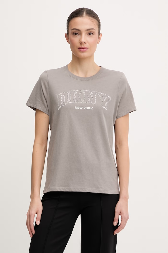 Βαμβακερό μπλουζάκι Dkny βαμβάκι γκρί DP6T1664