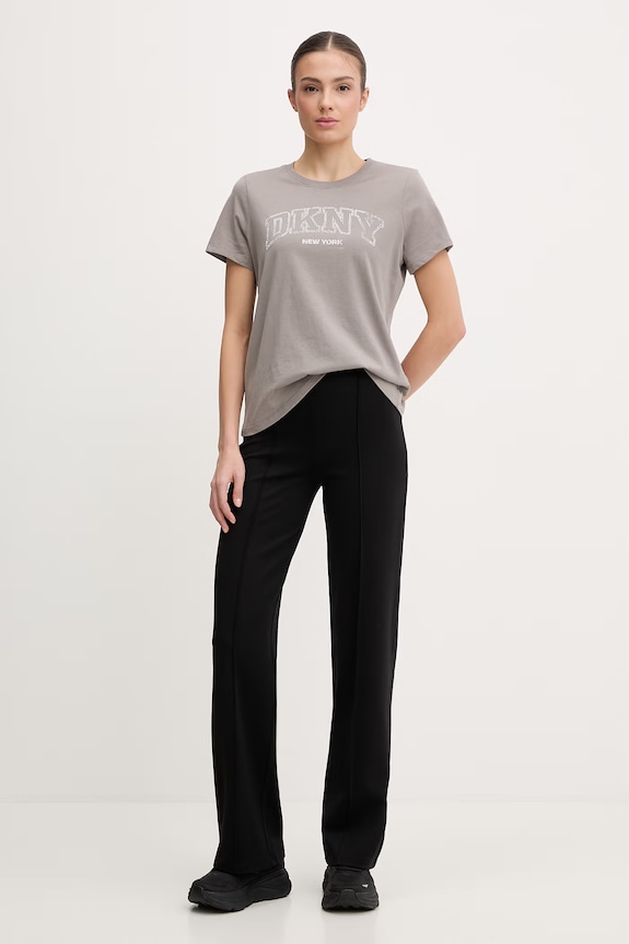 Βαμβακερό μπλουζάκι Dkny DP6T1664 γκρί SS26