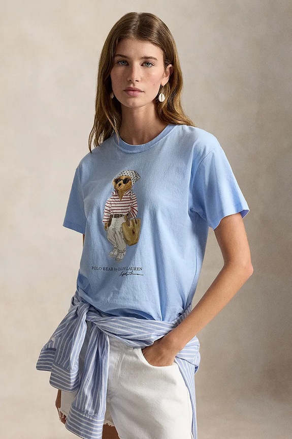 Polo Ralph Lauren VNTG CTN JSY-KNT-T-SHIRT basic tričko bavlnené dámske modrá 211A12734001
