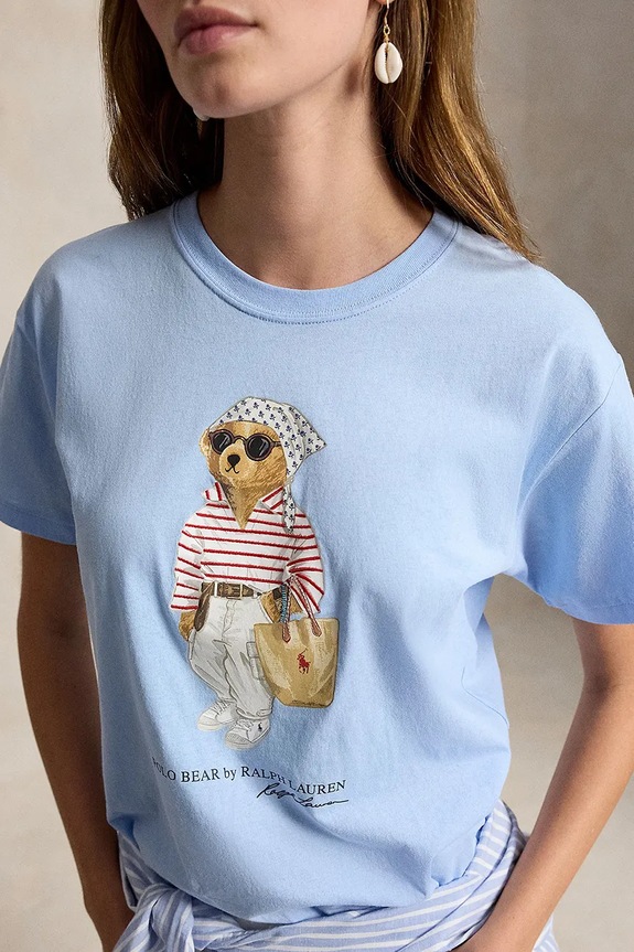 Polo Ralph Lauren VNTG CTN JSY-KNT-T-SHIRT basic tričko bavlnené dámske modrá 211A12734001