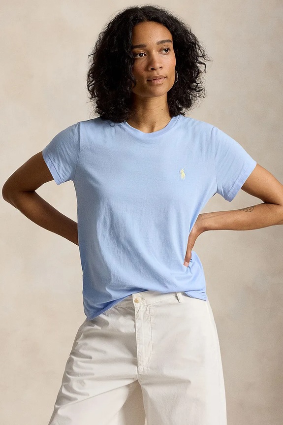 Polo Ralph Lauren COTTON JERSEY-KNT-T-SHIRT dámske basic tričko bavlnené modrá 211B14605019
