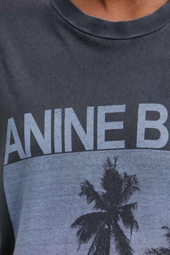 Anine Bing CADE TEE PALMS - WASHED GREY tričko bavlnené dámske sivá A.08.12162.WBL1