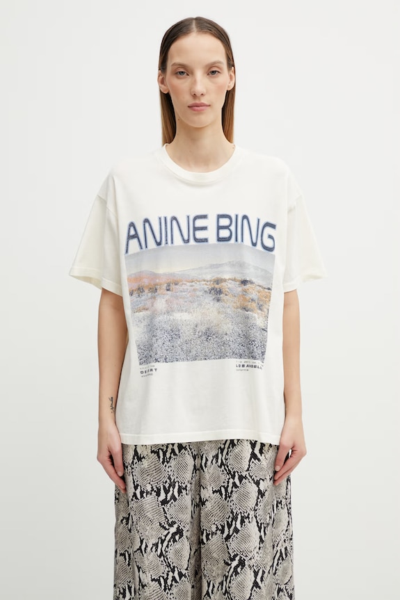 Anine Bing CADE TEE WILDFLOWERS - OFF WHITE t-shirt cotton Women's beige A.08.12078.OFW1