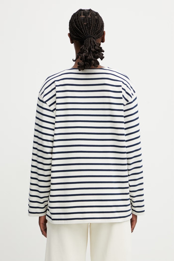 Oblečenie Anine Bing tričko s dlhým rukávom dámske bavlnené NEWTON TEE - NAVY STRIPE A.08.11995.STR15 tmavomodrá
