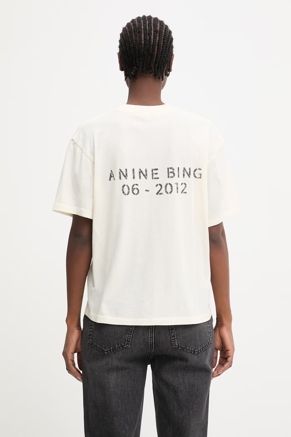 Oblečení Anine Bing WAGNER TEE SOFT STENCIL - CREAM tričko bavlněné dámské A.08.12383.WKHA2 béžová