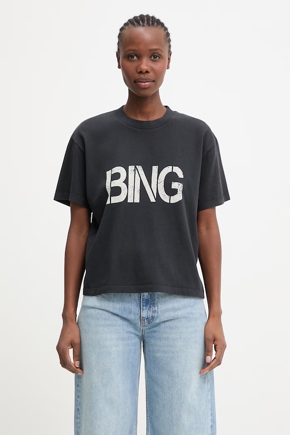 Anine Bing WAGNER TEE STENCIL - VINTAGE BLACK tričko bavlněné dámské černá A.08.12382.VTG3