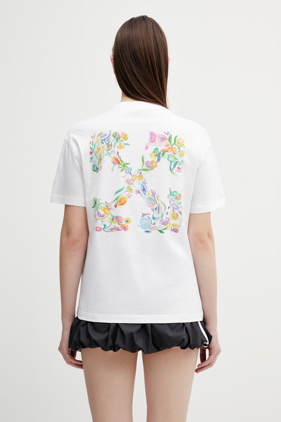 Off-White cotton t-shirt Arrow Glowing Flower relaxed white 2AA089S26JER002