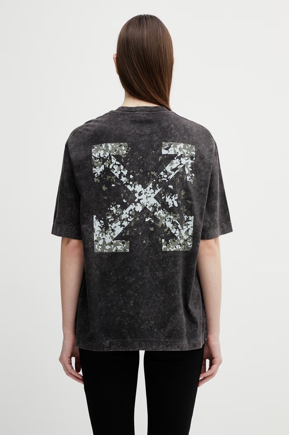 Памучна тениска Off-White Arrow Confetti свободна черен 2AA134S26JER001