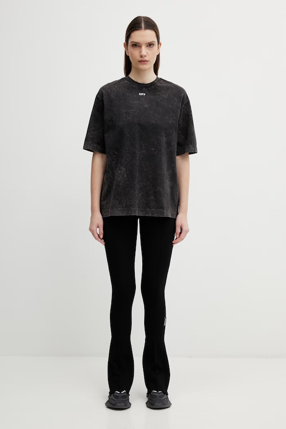 Памучна тениска Off-White Arrow Confetti 2AA134S26JER001 черен