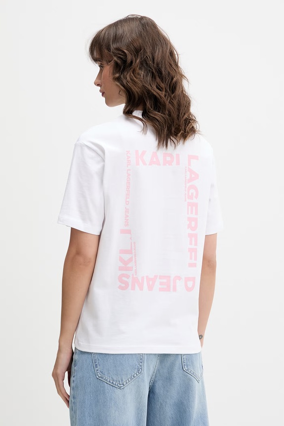 Karl Lagerfeld Jeans tricou pentru femei, din bumbac alb B2W17069