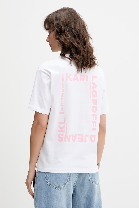 Karl Lagerfeld Jeans tricou pentru femei, din bumbac alb B2W17069