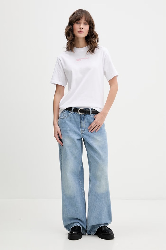 Karl Lagerfeld Jeans tricou pentru femei, din bumbac B2W17069 alb SS26