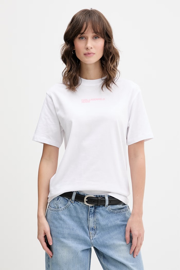 Îmbrăcăminte Karl Lagerfeld Jeans tricou pentru femei, din bumbac B2W17069 alb