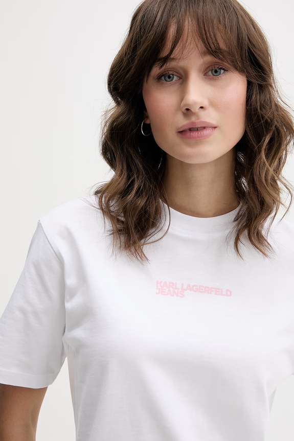 Karl Lagerfeld Jeans tricou pentru femei, din bumbac alb B2W17069