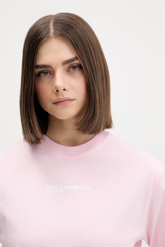 Karl Lagerfeld Jeans tričko dámske bavlnené ružová B2W17069