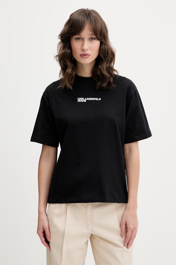 Oblečenie Karl Lagerfeld Jeans tričko dámske bavlnené B2W17069 čierna