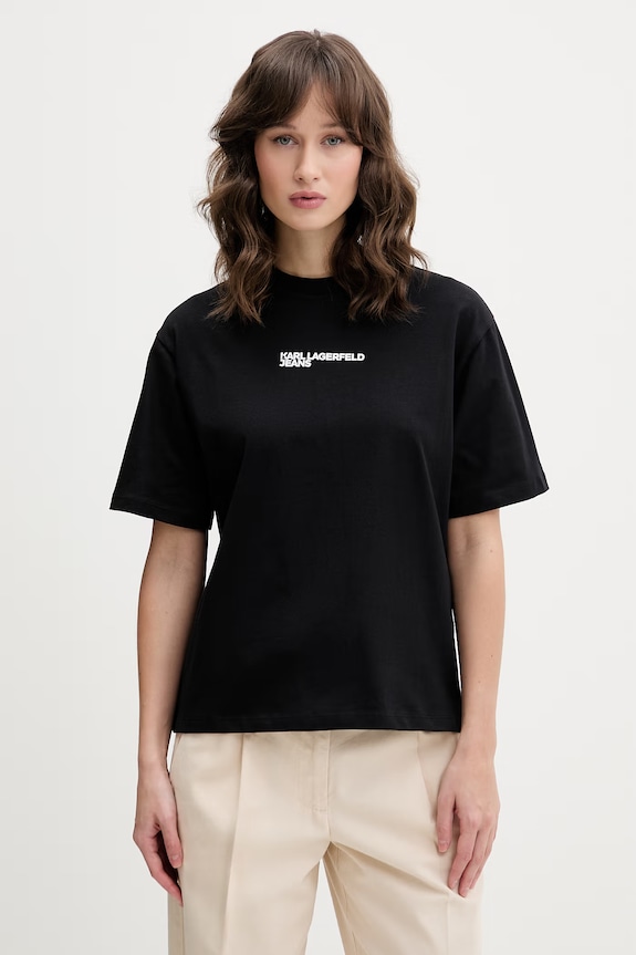 Oblečenie Karl Lagerfeld Jeans tričko dámske bavlnené B2W17069 čierna