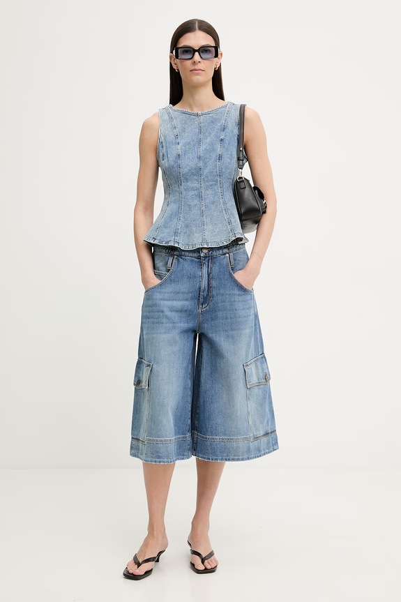 Levi's blúzka dámska rifľová PEPLUM SEAMED DENIM 005EF modrá SS26
