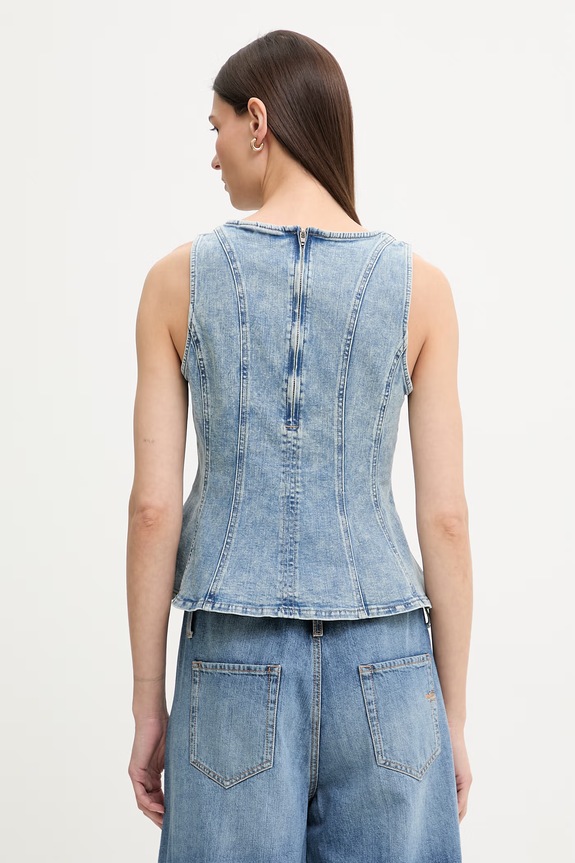Oblečenie Levi's blúzka dámska rifľová PEPLUM SEAMED DENIM 005EF modrá