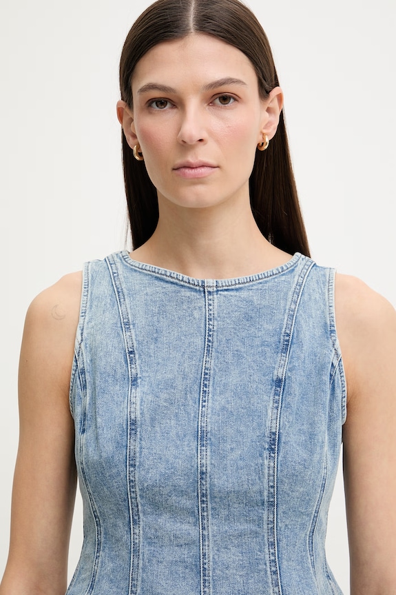Levi's blúzka dámska rifľová PEPLUM SEAMED DENIM modrá 005EF
