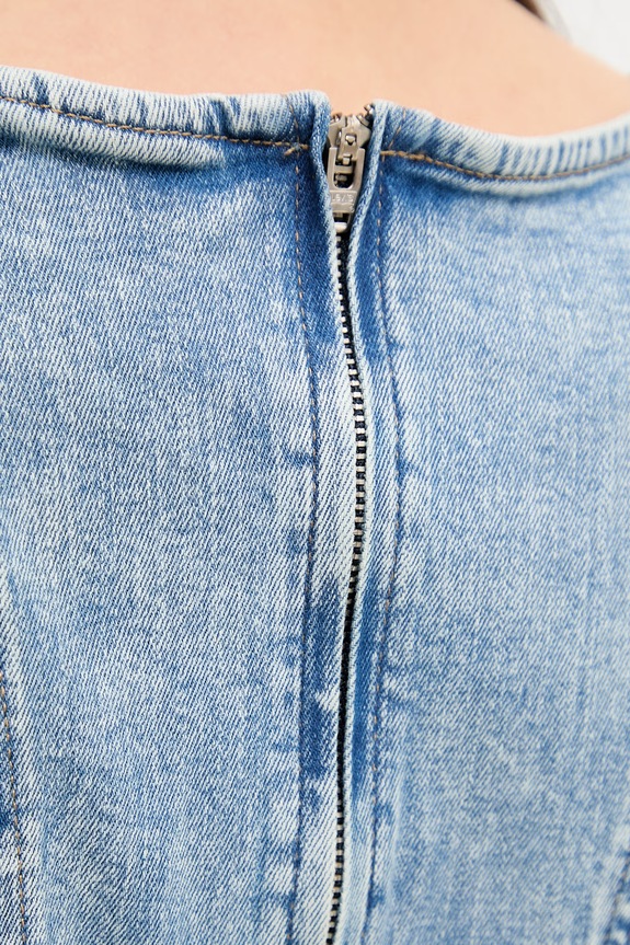 Levi's blúzka dámska rifľová PEPLUM SEAMED DENIM 005EF modrá