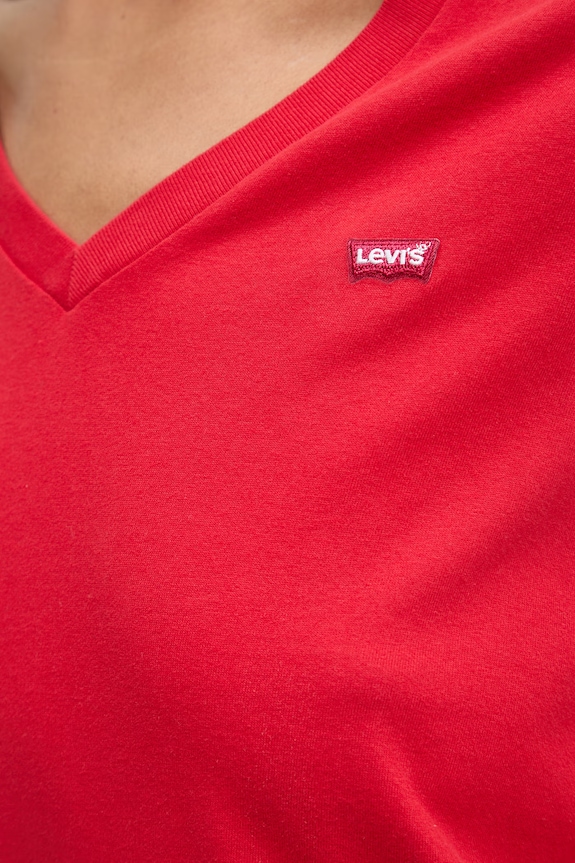Levi's tricou pentru femei, din bumbac PERFECT VNECK 85341.0140 rosu