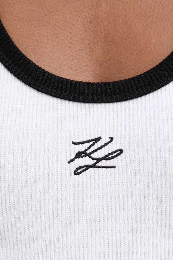 Karl Lagerfeld top da donna in cotone con elastan B2W17003 bianco