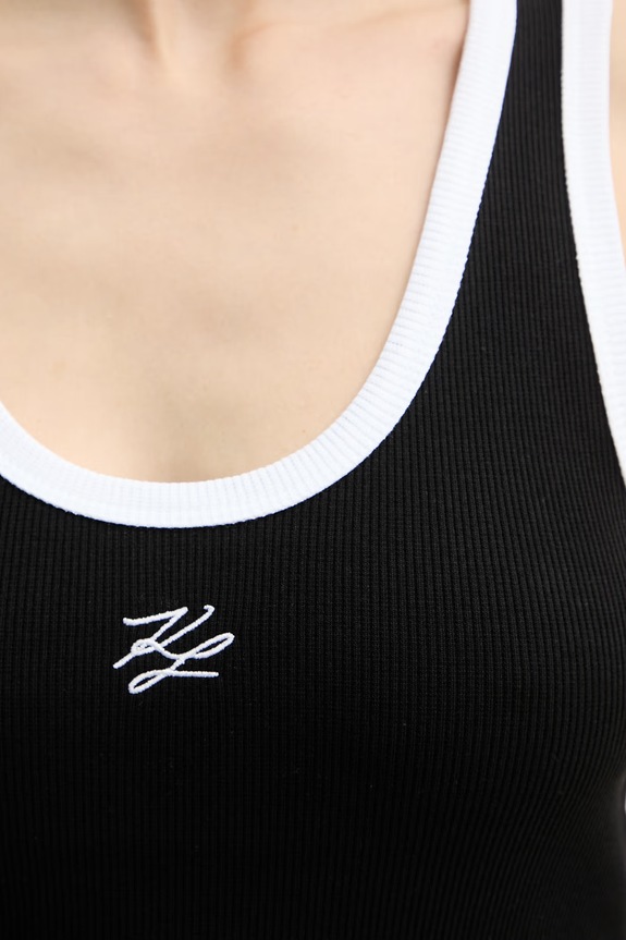 Karl Lagerfeld γυναικείο τοπ από βαμβάκι με ελαστάν B2W17003 μαύρο