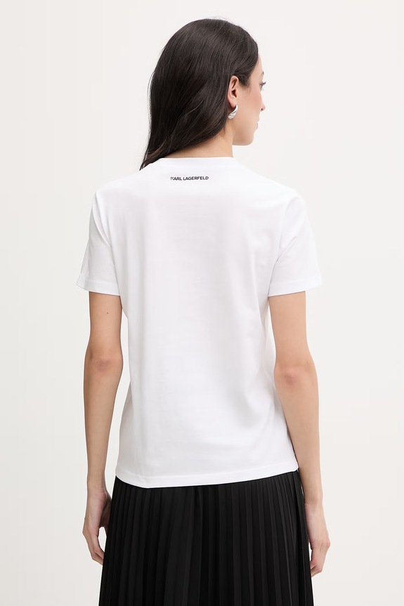 Îmbrăcăminte Karl Lagerfeld tricou pentru femei, din bumbac B2W17093 alb