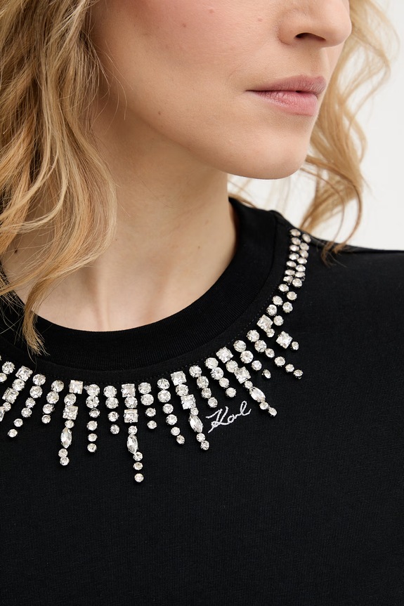 Karl Lagerfeld t-shirt damski bawełniany B2W17017 czarny