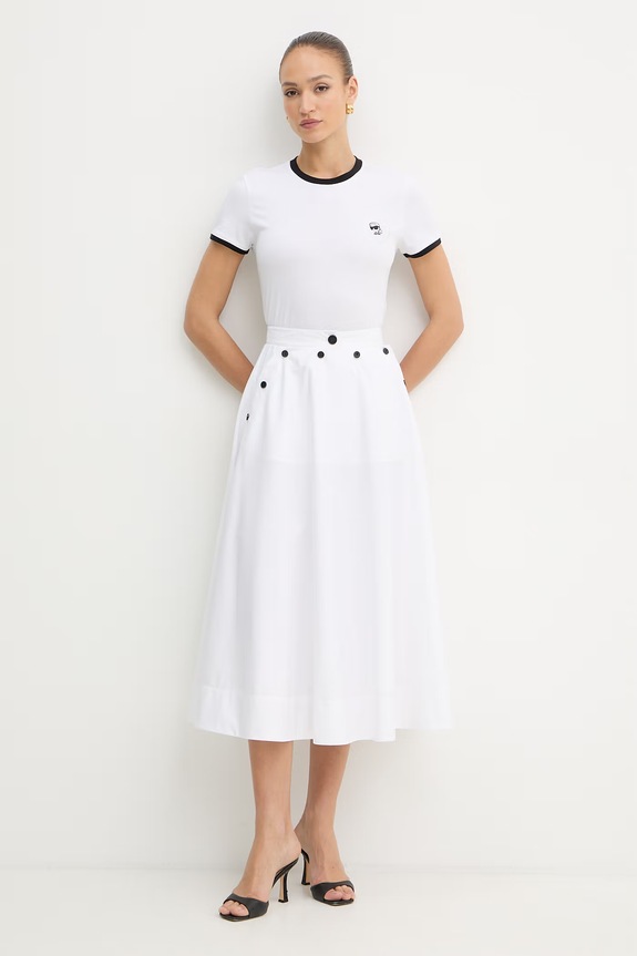 Karl Lagerfeld tricou pentru femei, din bumbac IKON B2W17026 alb SS26