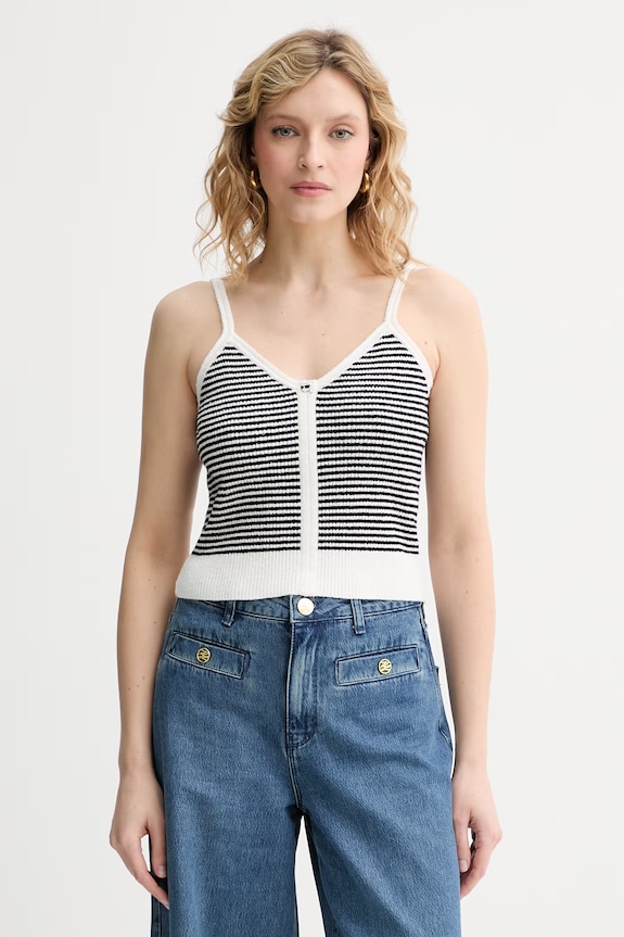 Karl Lagerfeld top pentru femei, cu amestec de bumbac IKON negru B2W18016