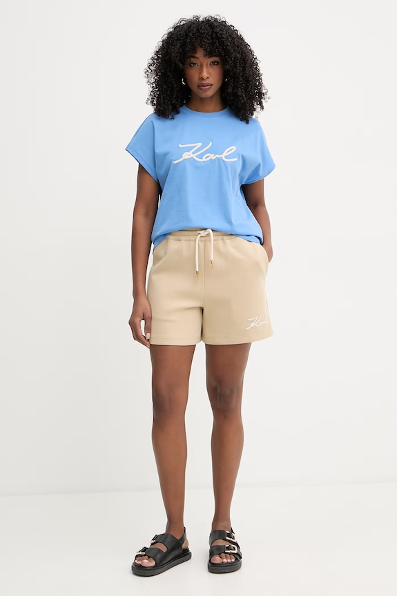 Karl Lagerfeld t-shirt damski bawełniany B2W17020 niebieski SS26