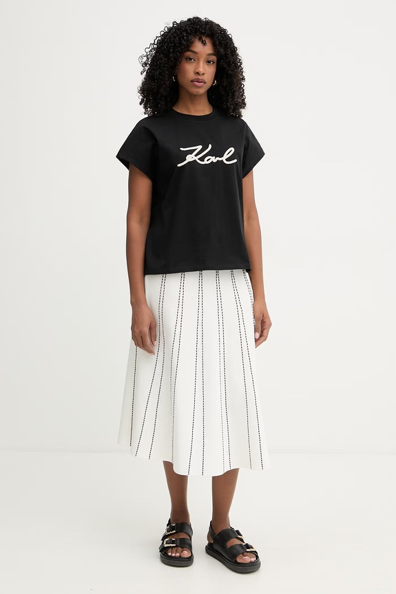 Karl Lagerfeld t-shirt damski bawełniany B2W17020 czarny SS26
