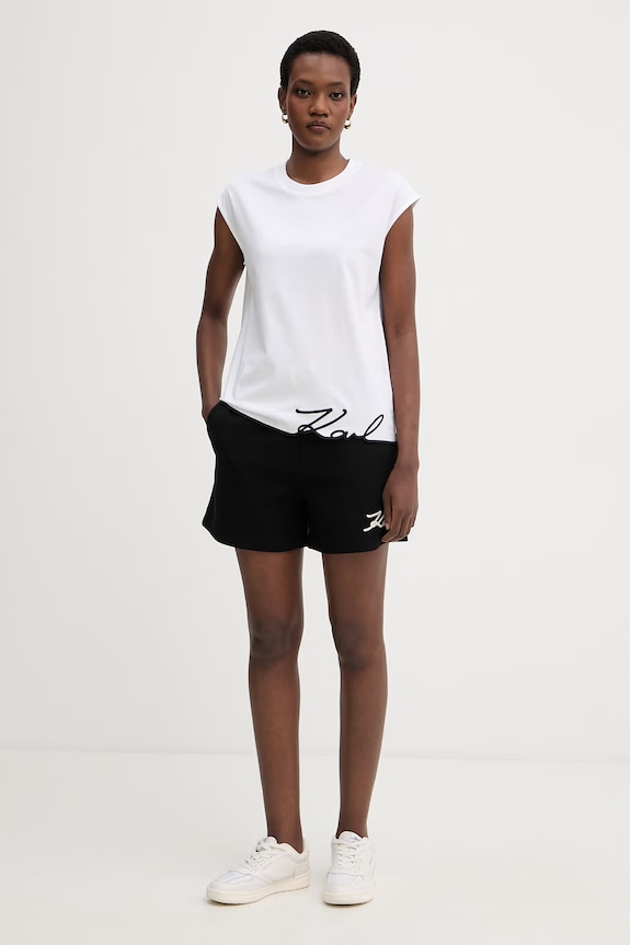 Karl Lagerfeld Top za žene od pamuka B2W17018 bijela SS26