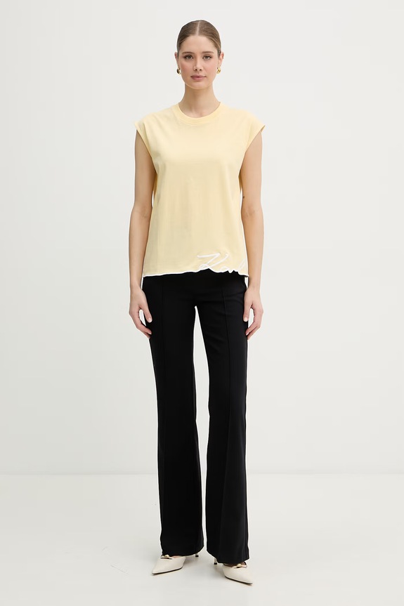 Karl Lagerfeld top za žene od pamuka B2W17018 zlatna SS26