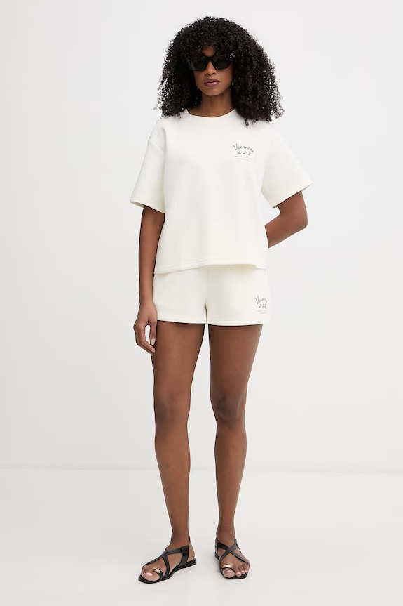 Karl Lagerfeld t-shirt basic damski z modalem B2W44004 beżowy SS26